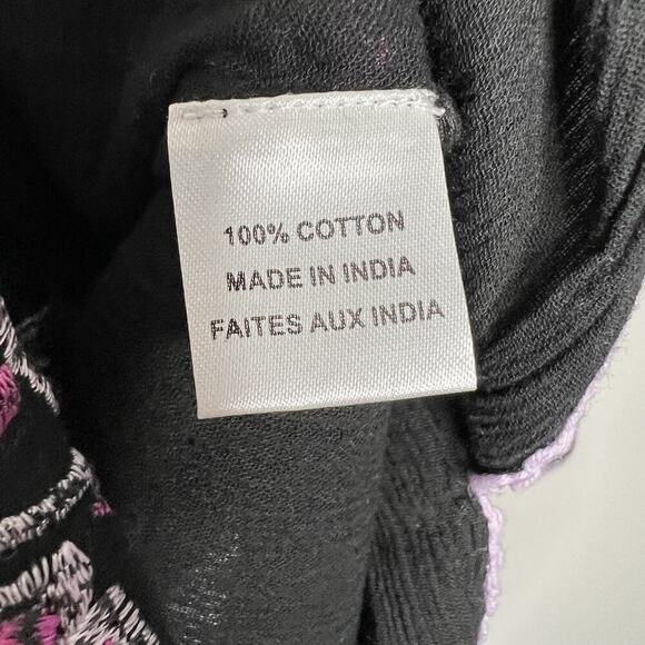 MISA LA x Anthropologie Dress Womens Medium Black Pink Embroidered Maxi Boho - Picture 15 of 16